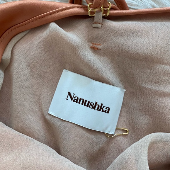 Nanushka Narita Belted Peach Apricot Satin Sleeveless High Neck Midi Dress - Picture 13 of 14